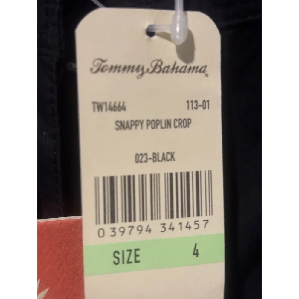 NWT Tommy Bahama Women's‎ 4 Everyday Active Pants Size 4 Black Pockets Ties